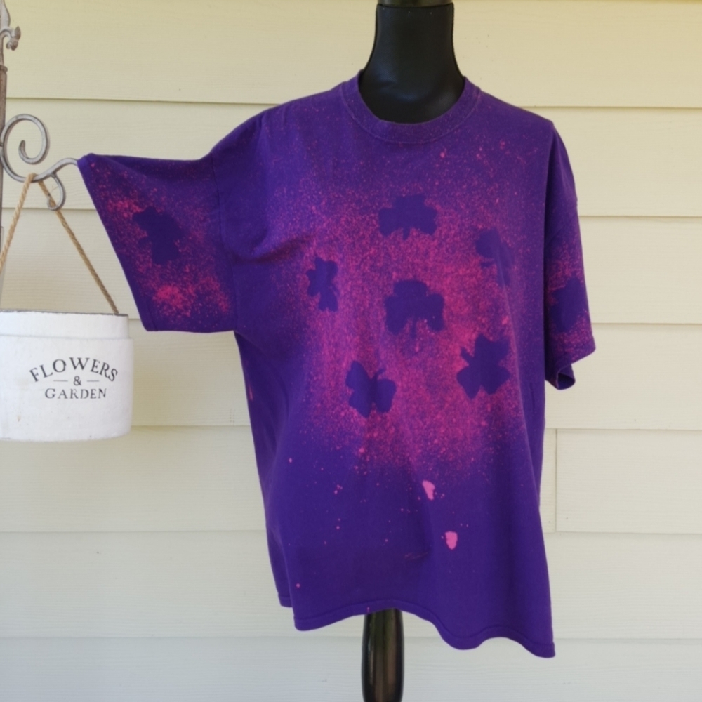 Shamrock Tie Dye T-shirt Purple / Pink Tee (XL) - Picture 2 of 10
